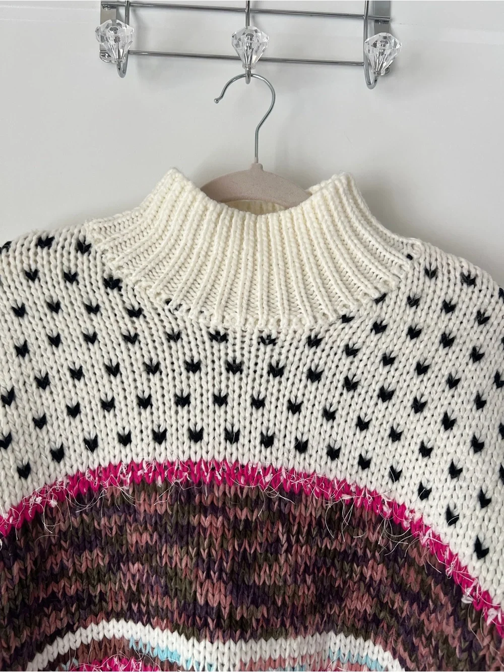 RAGA Cream Multicolor Fair Isle Turtleneck Sweater